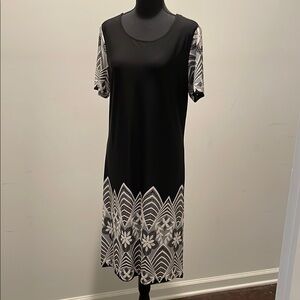Chelsea Taylor Dress Women Size 10 Black White Retro Embroidery Lace Occasion